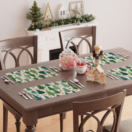 4PCS Christmas Tree Placemats – Winter Table Mats for Dining & Holiday Parties