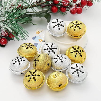 24PCS Snowflake Jingle Bells – 1.6" Silver & Gold Holiday Craft Decorations