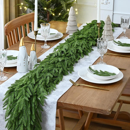 9ft Christmas Garland with Lights – Faux Norfolk Pine for Indoor/Outdoor Decor