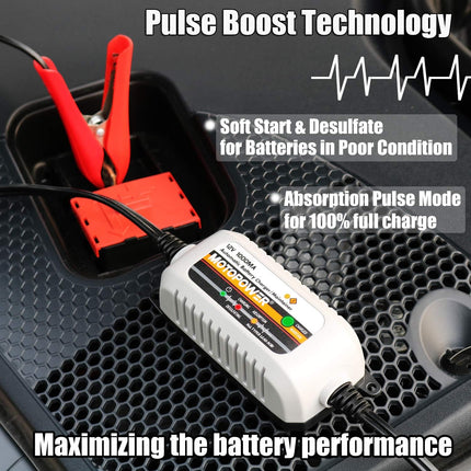 MP00205B 12V 1000mA Battery Charger – Automatic, Trickle, Maintainer, Desulfator