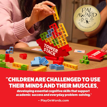 Tower Stack Game with 32 Blocks 44 Cards Family Game Night Building Fun