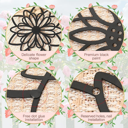 3-Piece Metal Flower Wall Decor – Black Farmhouse Art for Home & Office