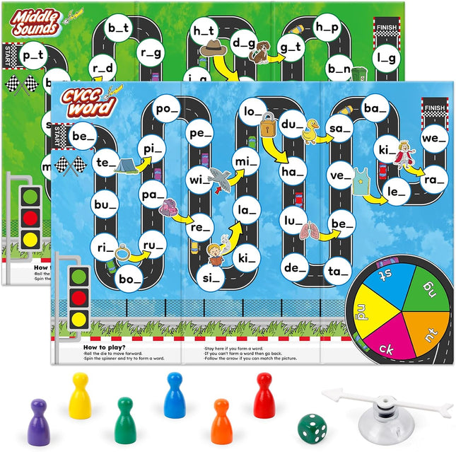 Phonics Board Games for Kids – CVC & CVCC Reading Games Ages 4–6