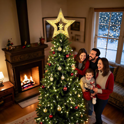 10" Christmas Tree Star Topper with Lights – Shatterproof Plastic, USB Powered