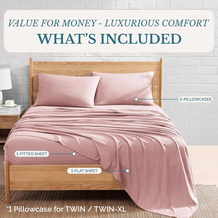 4-Piece Queen Sheet Set, Soft Brushed Microfiber, 15" Deep Pocket, Sepia Rose