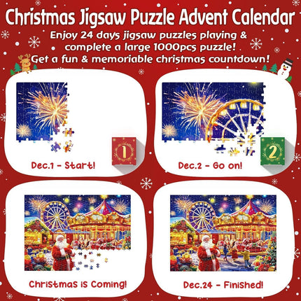 1000-Piece Christmas Puzzle Advent Calendar 2024 – Fun for Adults & Kids Holiday Countdown