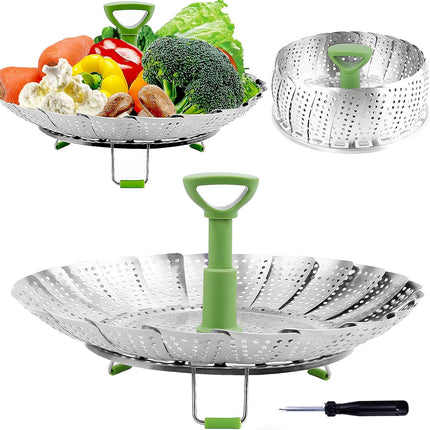 Stainless Steel Vegetable Steamer Basket, Expandable Folding Insert, 5.1"-9"