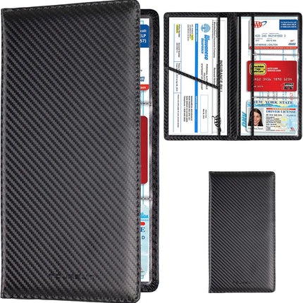 Car Registration & Insurance Card Holder – Carbon Fiber Organizer for Glove Box