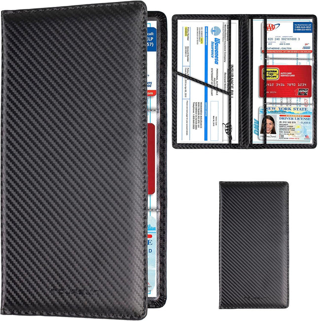 Car Registration & Insurance Card Holder – Carbon Fiber Organizer for Glove Box