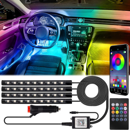 Car Interior LED Lights Strip, App & Remote Control Ambient Lighting Music Sync