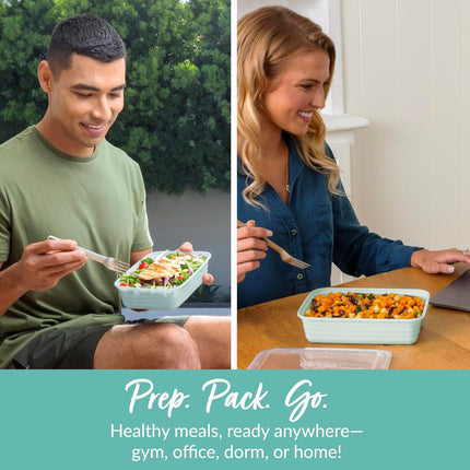 20-Piece Reusable Meal Prep Containers – 1-Compartment, Mint, BPA-Free