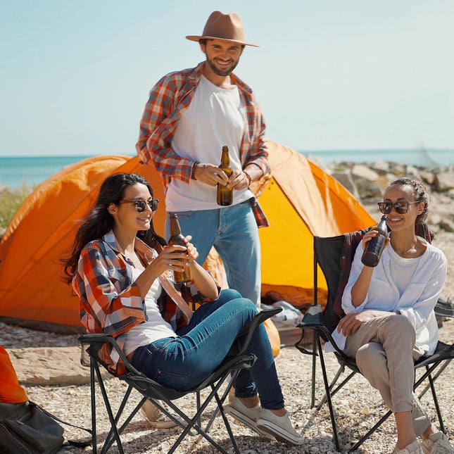 2-Pack Lightweight Folding Camping Chairs, 250 lb Capacity, Steel Frame with Carry Bags