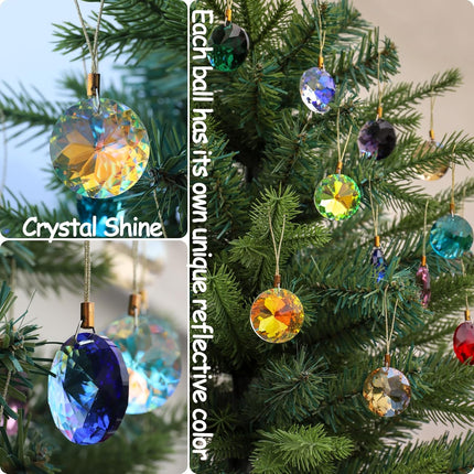 12 PCS Mini Crystal Glass Christmas Balls – Multicolor Tree & Party Decor