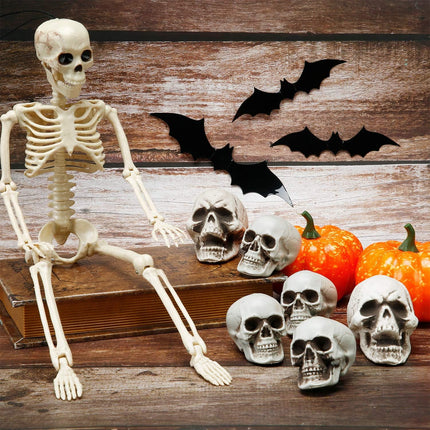 8-Piece Halloween Skull Decorations, 1.8x1.8x2.4in Realistic Skeleton Head Decor