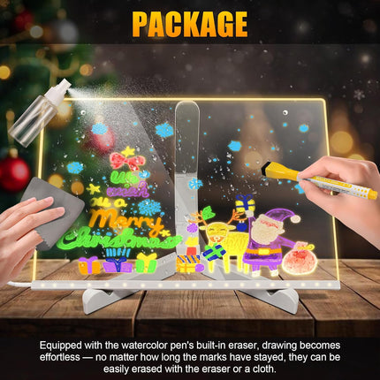 LED Drawing Board 12"x8" with Stand – 8 Colorful Lights for Enhanced Creativity