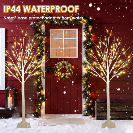 4FT LED Birch Trees 2-Pack, Warm White Twinkling Christmas Home Decorations