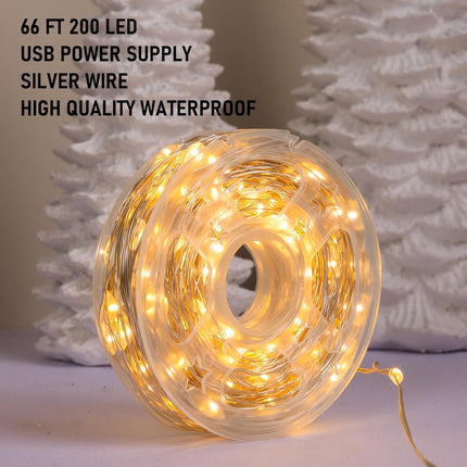66FT 200 LED USB Fairy Lights with Remote, 8 Modes Waterproof String Lights