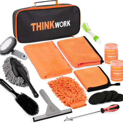 17PCS Car Detailing Kit with Microfiber Tools & Storage Bag, Interior & Exterior