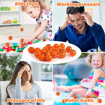 20-Pack Mini Basketball Stress Balls, Foam Squeeze Balls for Kids, Party Favors