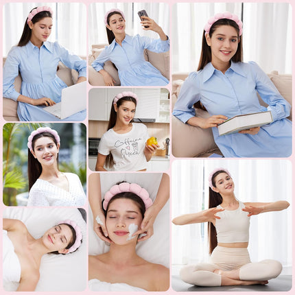 Women’s Spa Headband Set with Wristbands for Face Wash Makeup Skincare