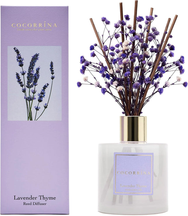 Premium Reed Diffuser Set – Lavender Thyme with Preserved Baby’s Breath, 6.76oz