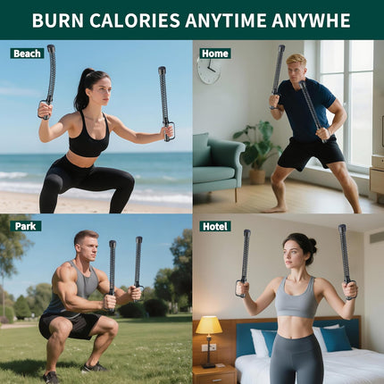 2PCS Ropeless Battle Ropes: Low-Impact Workout Ropes with Gloves for Full-Body Fitness