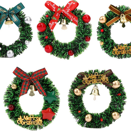 5 Pack Small Christmas Wreaths – Red Bow, Berry & Pinecone Indoor Decor