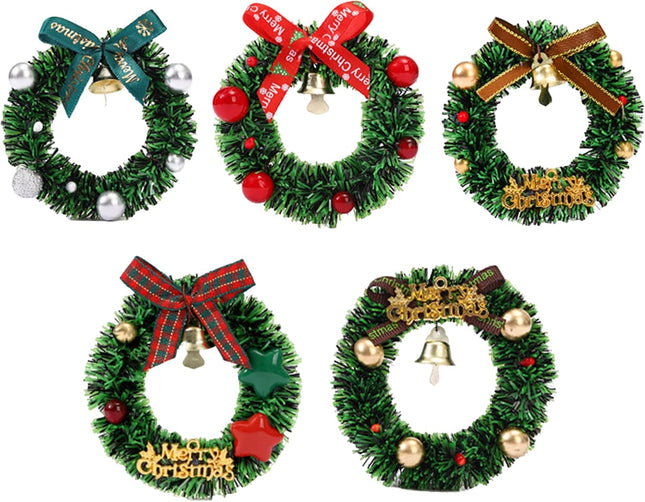 5 Pack Small Christmas Wreaths – Red Bow, Berry & Pinecone Indoor Decor