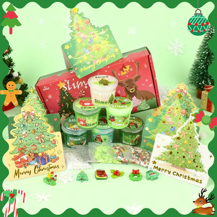 6 Pack Christmas Green Slime – Stocking Stuffers & Xmas Party Favors for Kids