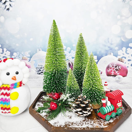 4PCS Mini Christmas Trees – Gradation Green Bottle Brush Tabletop Decor