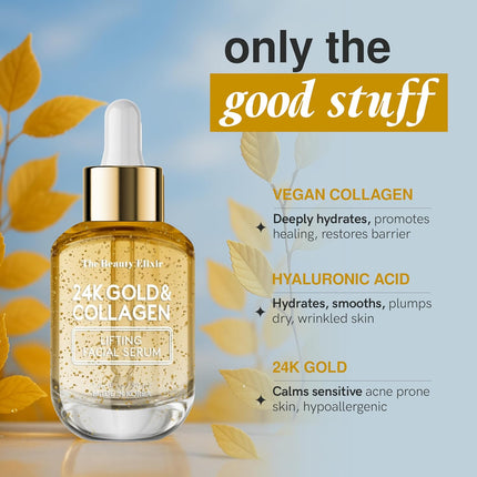 Anti-Aging Collagen Serum for Face – 24K Gold, Hydrating, Korean Skincare