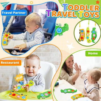 3PC Pop It Fidget Sensory Toys for Toddlers, Airplane Travel Activities, Ages 1-3