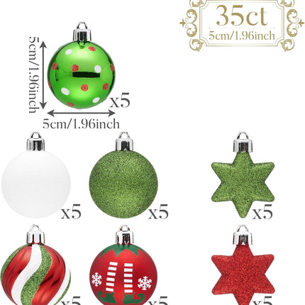 35 Pcs Elf Themed Shatterproof Christmas Balls – Tree & Holiday Decor