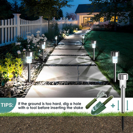 12-Pack Solar Lights Outdoor – Waterproof LED Stainless Steel for Yard & Garden