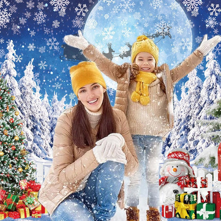 Blue Winter Christmas Backdrop 7x5FT – North Pole Snow Scene for Photos