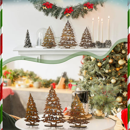 3PCS Christmas Nativity Scene – Rustic Wooden Jesus Set for Table & Tiered Decor
