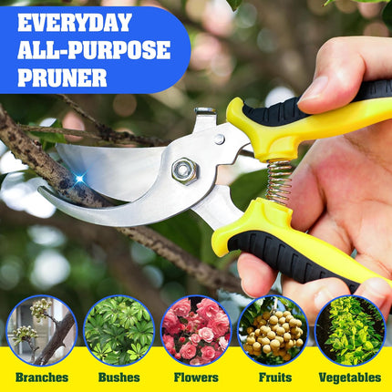 4PCS Garden Pruning Shears – Stainless Steel Clippers & Snips in Yellow, Orange, Green