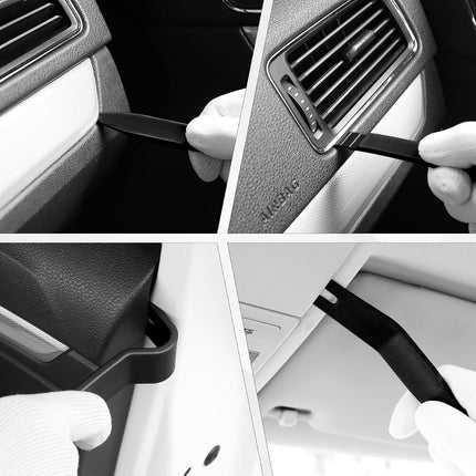 5Pcs Auto Trim Removal Tool Kit, Plastic Pry Tools, Door Panel & Dash Fastener Set, Black
