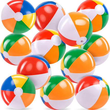 12-Pack Inflatable Beach Balls 12” – Pool Toys, Party Favors & Luau Decor