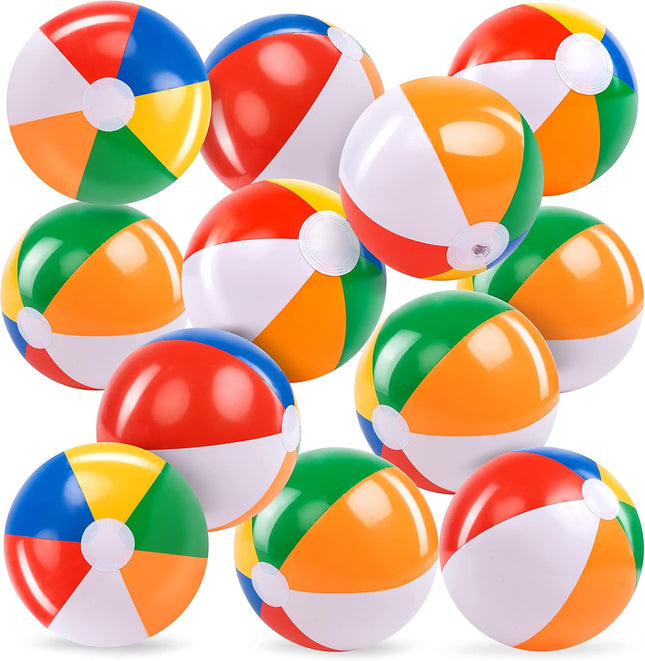 12-Pack Inflatable Beach Balls 12” – Pool Toys, Party Favors & Luau Decor