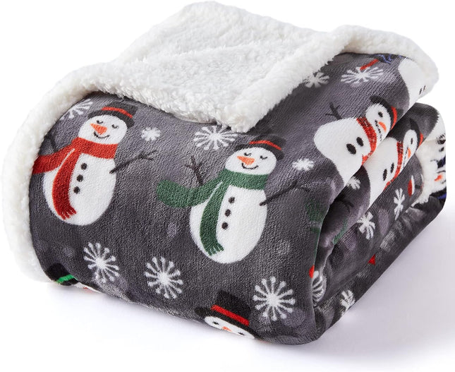 Sherpa Christmas Throw Blanket – Fuzzy, Fluffy, Soft & Cozy Fleece Flannel Plush Blanket