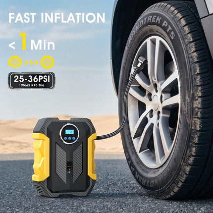 Digital Car Air Compressor, Portable 12V Tire Inflator Pump with LED Light