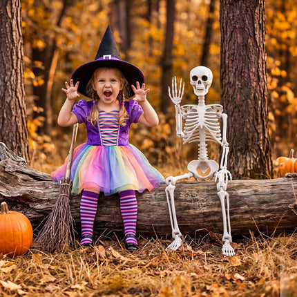 3FT Realistic Mini Human Skeleton, Posable Hanging & Standing Halloween Decoration
