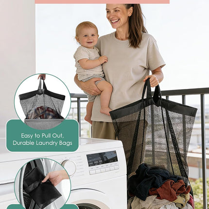100L Laundry Hamper with Lid, Collapsible Clothes Basket, Removable Liner, Grey