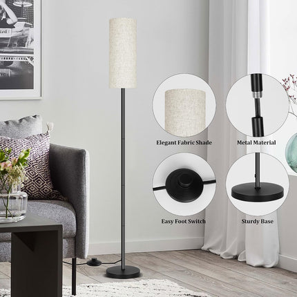 Modern Floor Lamp with Lampshade Minimalist Standing Light Foot Switch for Living