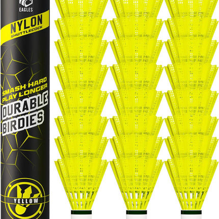 Badminton Nylon Shuttlecocks, Durable Stable Birdies for Training, 6/12/24 Pack