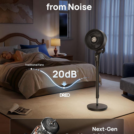 2026 Quiet Pedestal Fan DC Motor 90ft Airflow Oscillating Fan for Bedroom Home