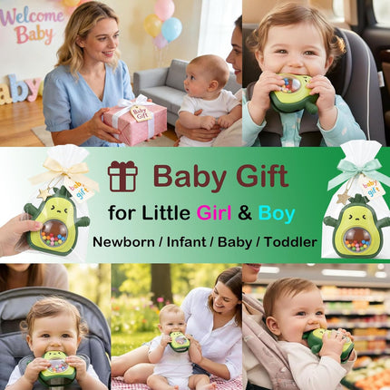 Baby Teether Avocado Mitten – BPA-Free Teething Toy for 3+ Month Infants