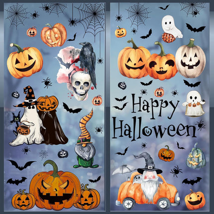 102PCS Halloween Window Clings, 8-Sheet Ghost & Pumpkin Stickers for Glass Decor
