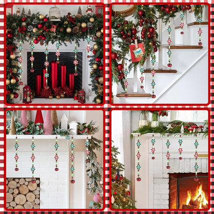 6PCS Candy Christmas Tree Decorations – Red Plastic Beads Ornaments